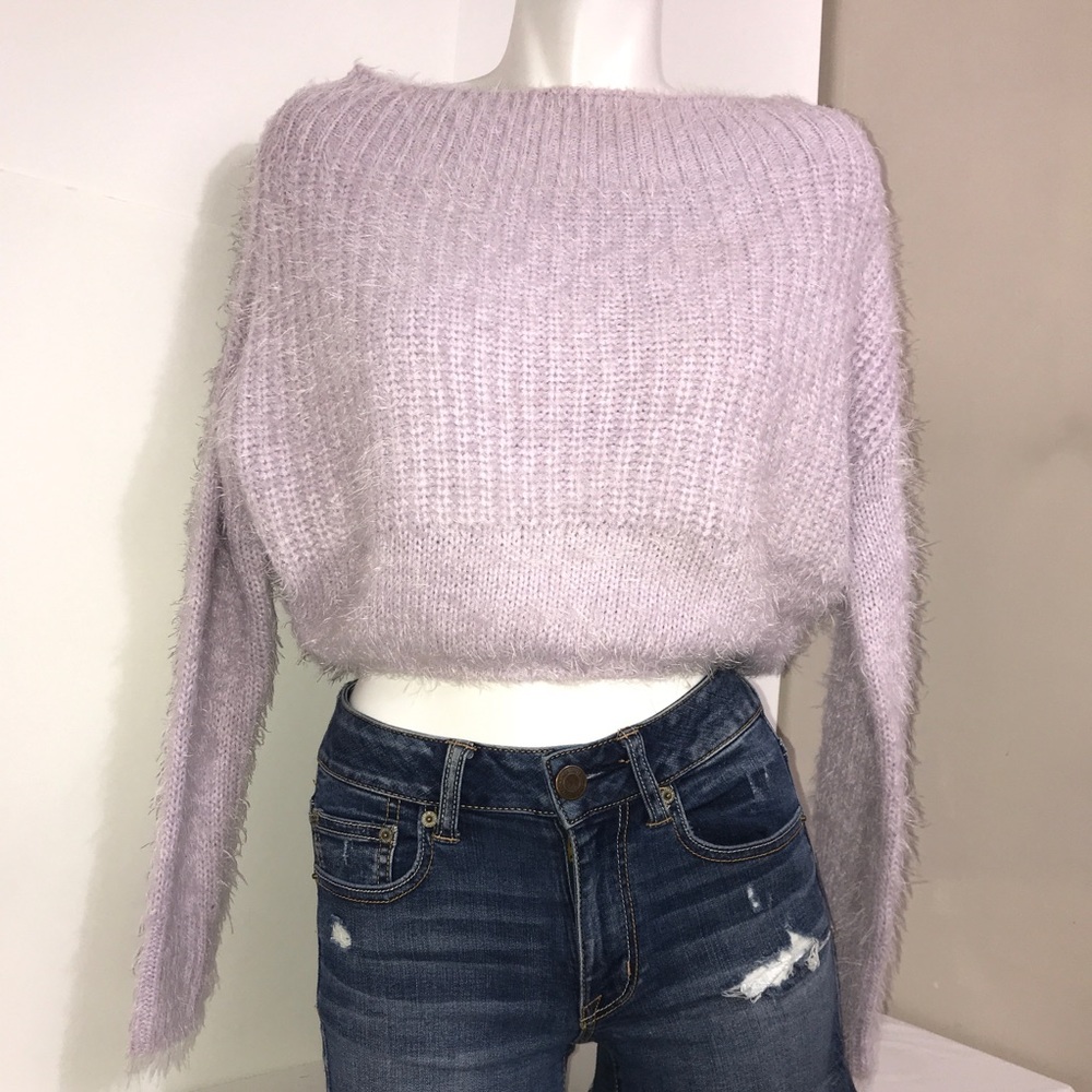 Love & Liberty Lavender Soft Fuzzy Cropped Sweater